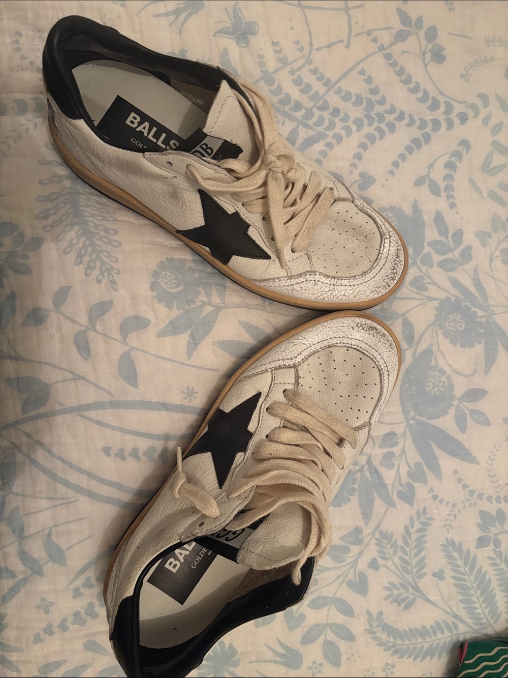 Golden Goose Women Cream and Black Star Sneakers - Picture 9 of 10
